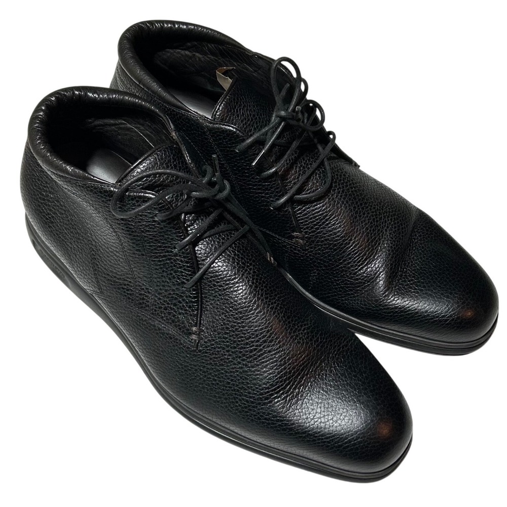 A. Testoni Mens Black Pebbled Leather Chukka Boots Made in Italy Size 11